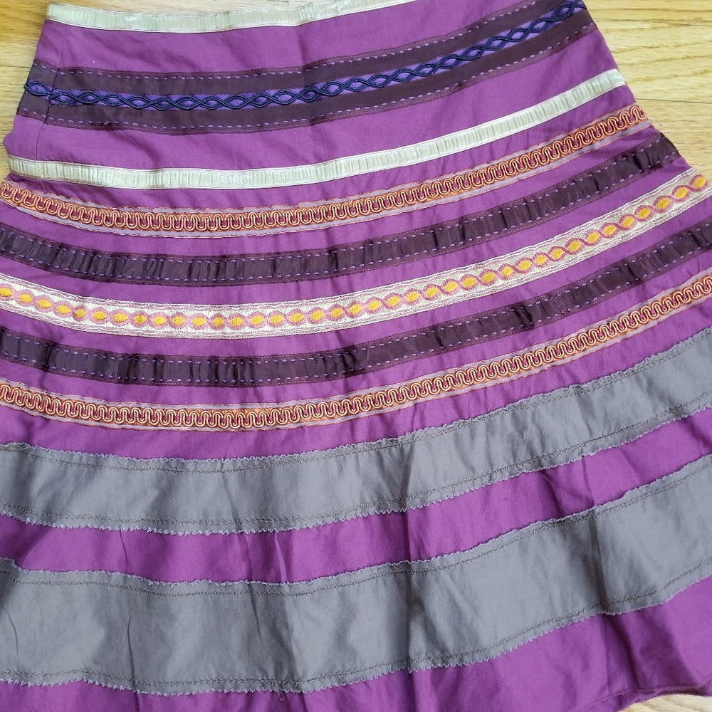 5/$25 The Limited Boho A-Line Skirt 0 Purple Multi - Picture 2 of 6